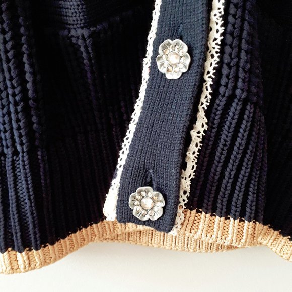 *S* NWT Coach blue varsity patch & ruffle cardigan - Picture 8 of 9